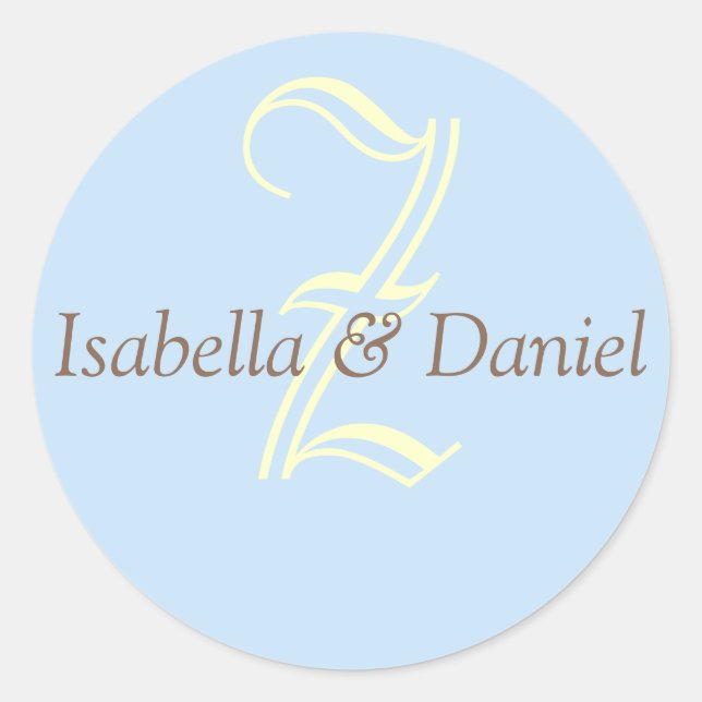 Monograma Boda de sellos Monograma Pegatina (Anverso)