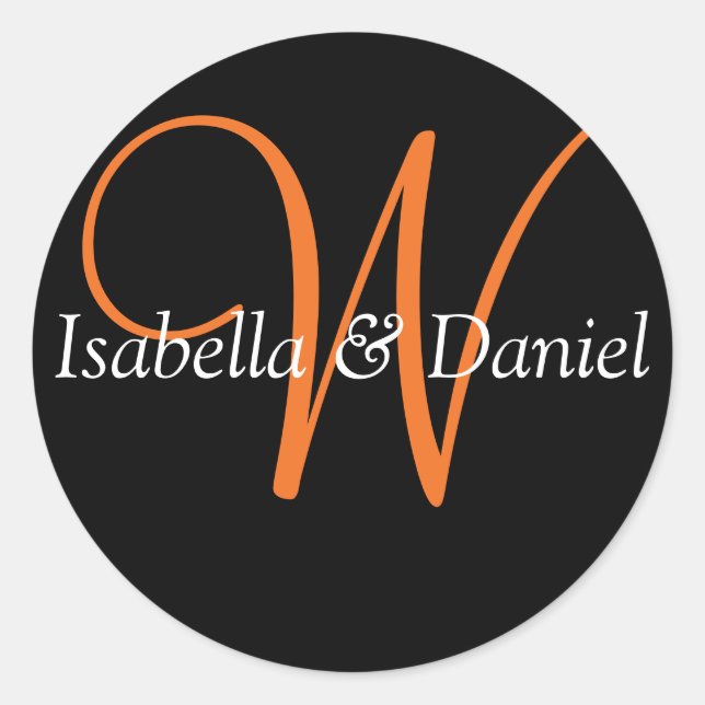 Monograma Boda de sellos Monograma Pegatina (Anverso)