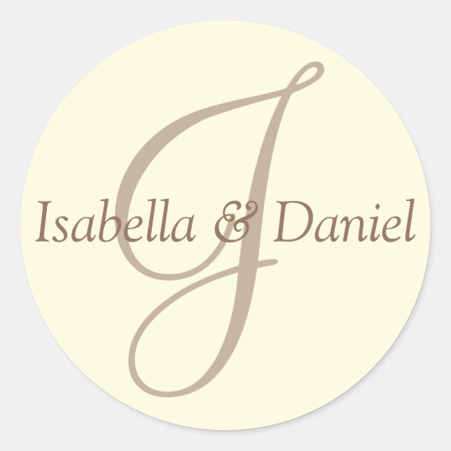 Monograma Boda de sellos Monograma Pegatina (Anverso)