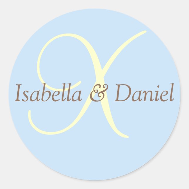 Monograma Boda de sellos Monograma Pegatina (Anverso)