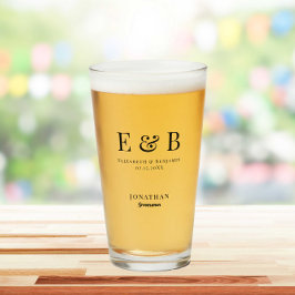 Monograma Boda Groomsman Regalo personalizado negr