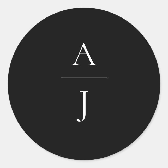 Monograma Boda Sello para sobres blanco negro (Anverso)