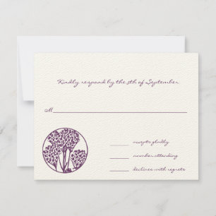 Monograma Boda violeta de flores silvestres RSVP