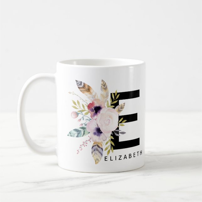 Monograma Boho Acuarela de la taza del alfabeto de (Izquierda)