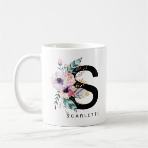 Monograma Boho Acuarela de la taza del alfabeto de