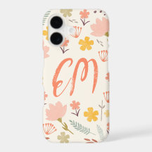 Monograma Boho Flores Estuche para iPhone