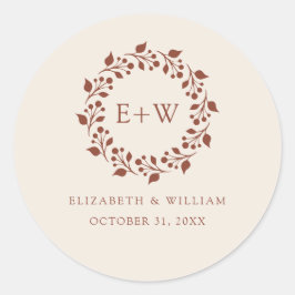 Monograma Boho Terracotta Naranja quemado Pegatina