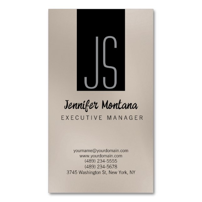 Monograma Browny Beige Black Manager Tarjeta de pr (Frente vertical)