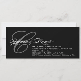 Monograma C de invitación a la cena de ensayo negr