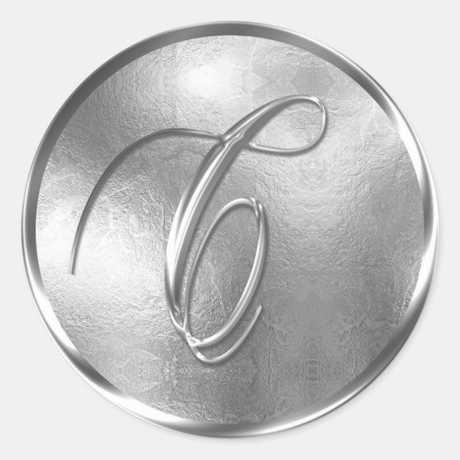 Monograma C Sello para sobres plateado no METÁLICO (Anverso)