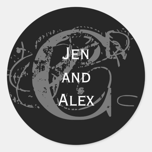 Monograma C y nombres Pegatina negro (Anverso)