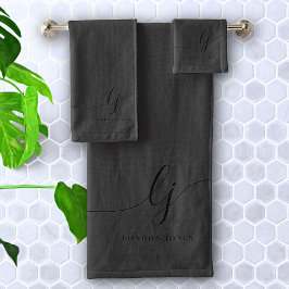 Monograma Caligrafía negra Elegante Moda mínima