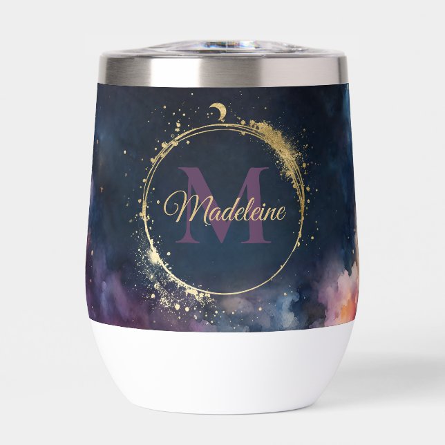 Monograma Celestial Galaxia Azul Galaxia Cielo Pla (Frente)