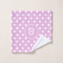 Monograma cincuenta puntos de polka retro en rosa