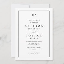 Monograma clásico guardar la invitación de fecha