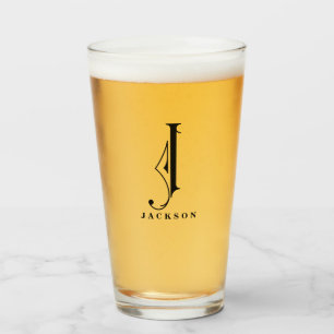 Monograma clásico J inicial con vidrio de apellido