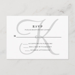 Monograma clásico moderno en RSVP gris