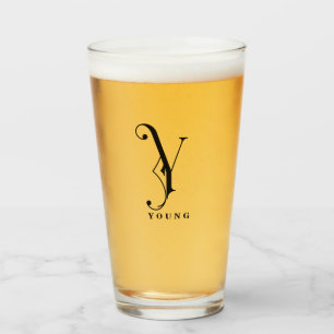 Monograma clásico Y inicial con vidrio de apellido