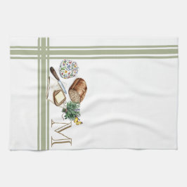 Monograma Cocina de granja Toalla de hierbas verde