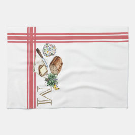 Monograma Cocina de granja Toalla Rhubarb Hierbas 