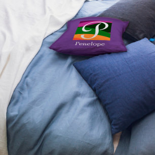 Monograma Cojín decorativo de lavanda de la letra 