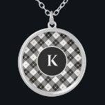 Monograma collar de cestas de oro blanco negro<br><div class="desc">Bolsa monogramada de color blanco negro y plateado dorado</div>