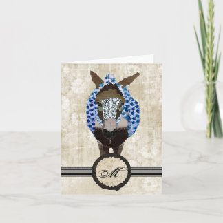 Monograma color de rosa azul Notecard de Moses
