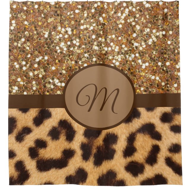 Monograma Cortina de Ducha Monogramado Leopardo de (Anverso)