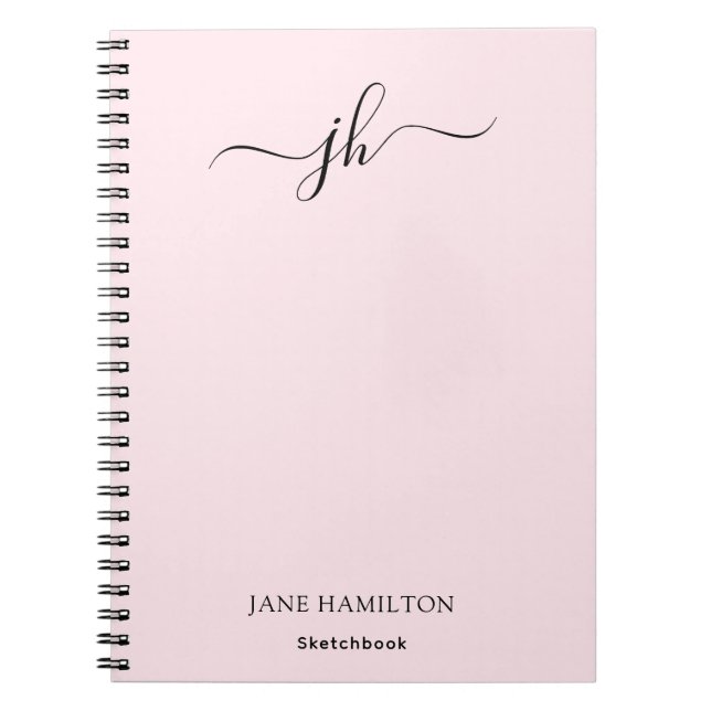 Monograma cuaderno de esbozo rosa (Frente)
