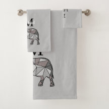 Monograma Cute Graphics Elephant Personalizado Neg