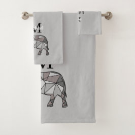Monograma Cute Graphics Elephant Personalizado Neg