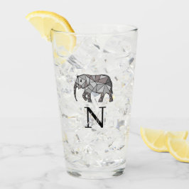 Monograma Cute Graphics Elephant Personalizado Neg