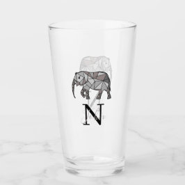Monograma Cute Graphics Elephant Personalizado Neg