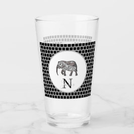 Monograma Cute Graphics Elephant Personalizado Neg