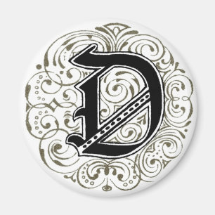 Monograma ‘D’ en gris - imán