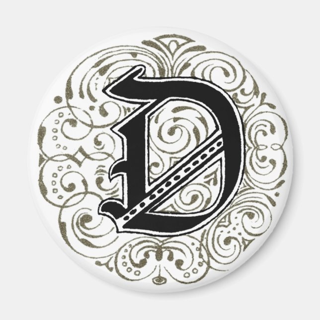 Monograma ‘D’ en gris - imán (Frente)