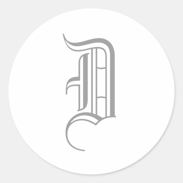 Monograma "D" Pegatina Inglés antiguo Estilo_Gris  (Anverso)