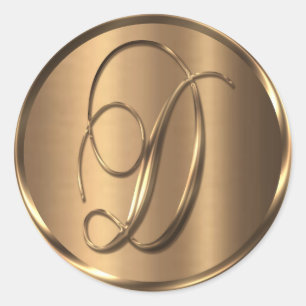 Monograma D Sello para sobres de bronce no METÁLIC