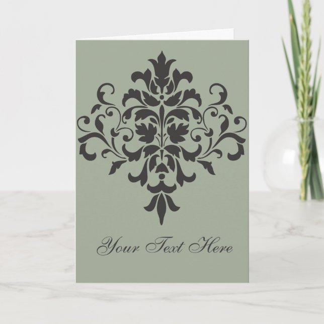 Monograma Damask en gris elegante o gris (Anverso)