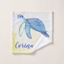Monograma de acuarela de tortuga marina