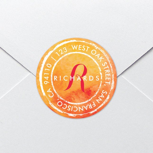 Monograma de acuarela rusa | Etiqueta de dirección (Subido por el creador)