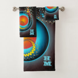 Monograma de arte fractal moderno Dragon Moon