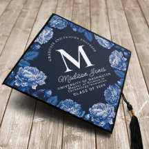 Monograma de Blue Toile De Jouy Peony