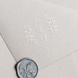 Monograma de boda elegante minimalista con vegetac