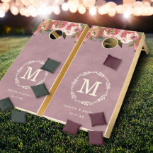 Monograma de boda floral rosa Cottagecore Ophelia