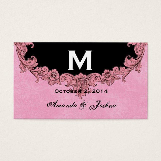 Monograma de bodas rosa y negra V30 (Frente)