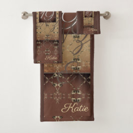 Monograma de bronce oscuro en 19° aniversario Boda