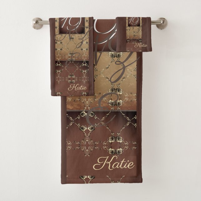 Monograma de bronce oscuro en 19° aniversario Boda (In situ)