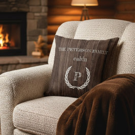 Monograma de cabina de madera de Cojín decorativo