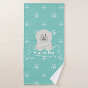 Monograma de cachorro de cachorro blanco, suave y